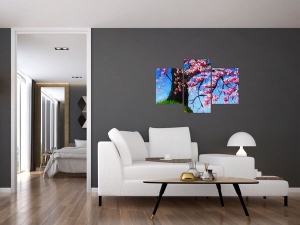 Podoba naslikanega češnjevega cveta (90x60 cm)