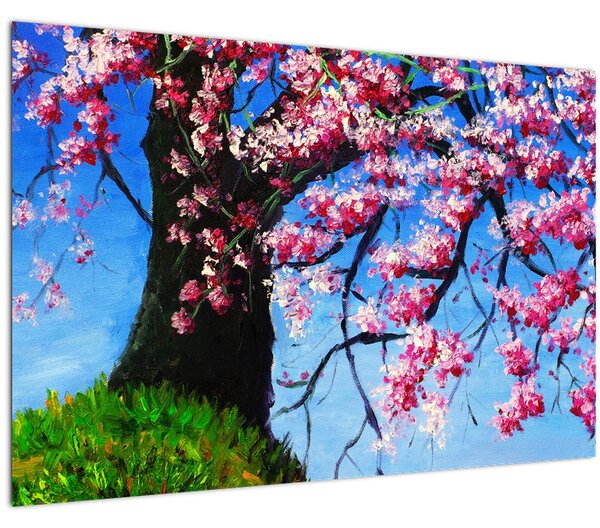 Podoba naslikanega češnjevega cveta (90x60 cm)