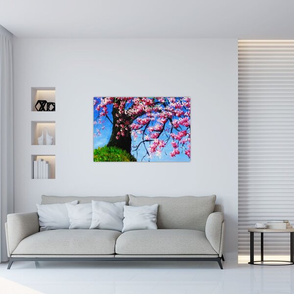 Podoba naslikanega češnjevega cveta (90x60 cm)