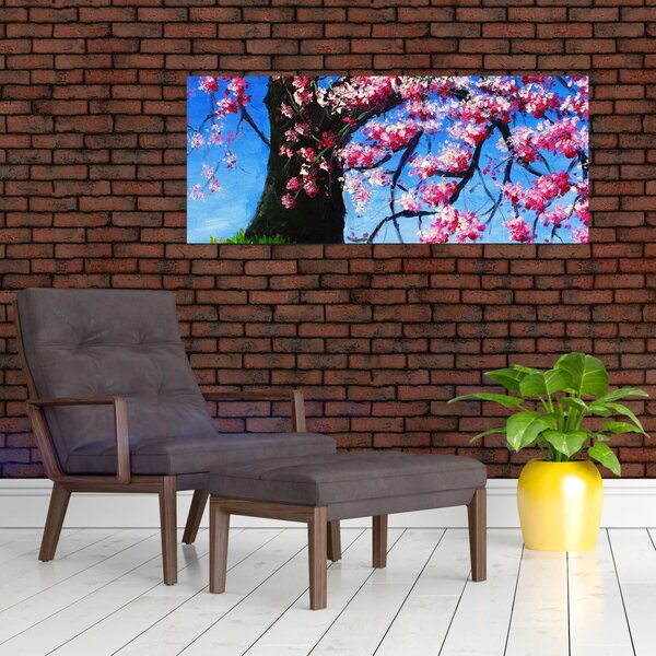 Podoba naslikanega češnjevega cveta (120x50 cm)