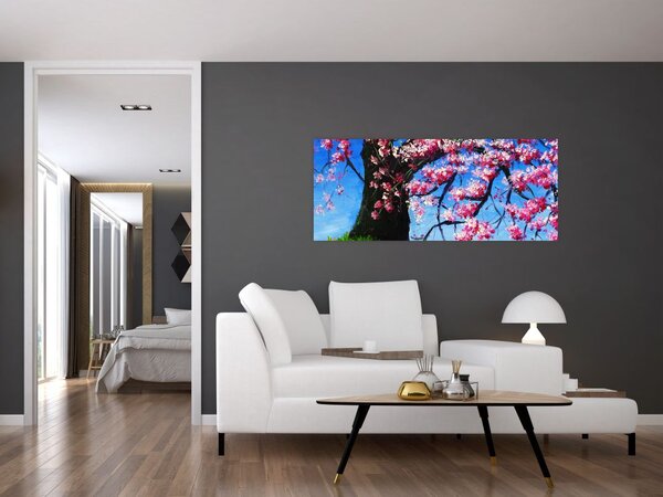 Podoba naslikanega češnjevega cveta (120x50 cm)