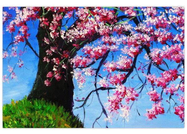 Podoba naslikanega češnjevega cveta (90x60 cm)