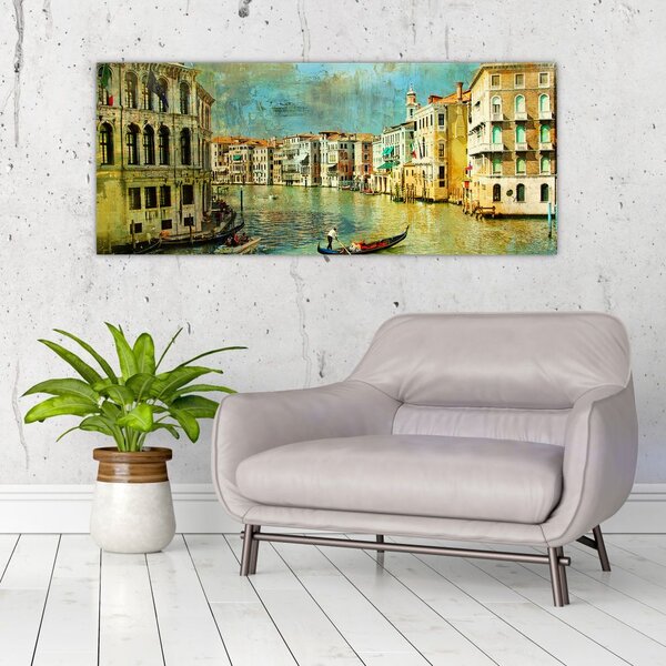 Slika - Beneški kanal in gondole (120x50 cm)