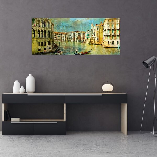 Slika - Beneški kanal in gondole (120x50 cm)