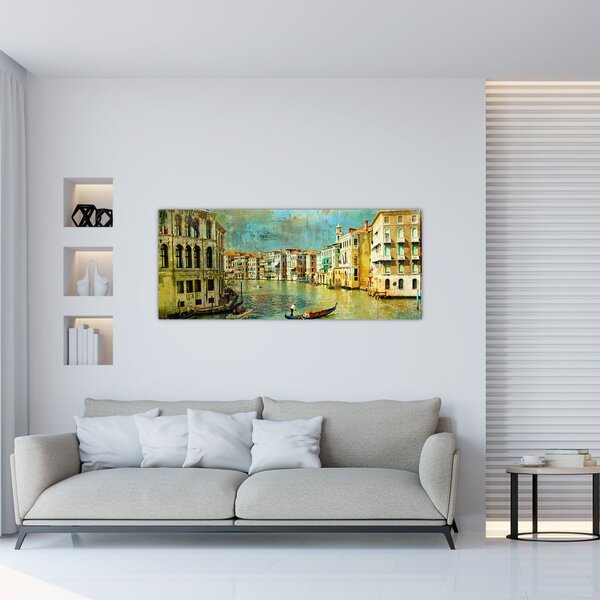 Slika - Beneški kanal in gondole (120x50 cm)