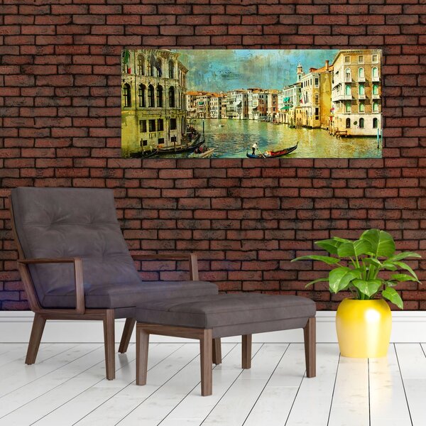 Slika - Beneški kanal in gondole (120x50 cm)