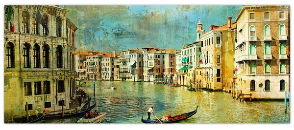 Slika - Beneški kanal in gondole (120x50 cm)