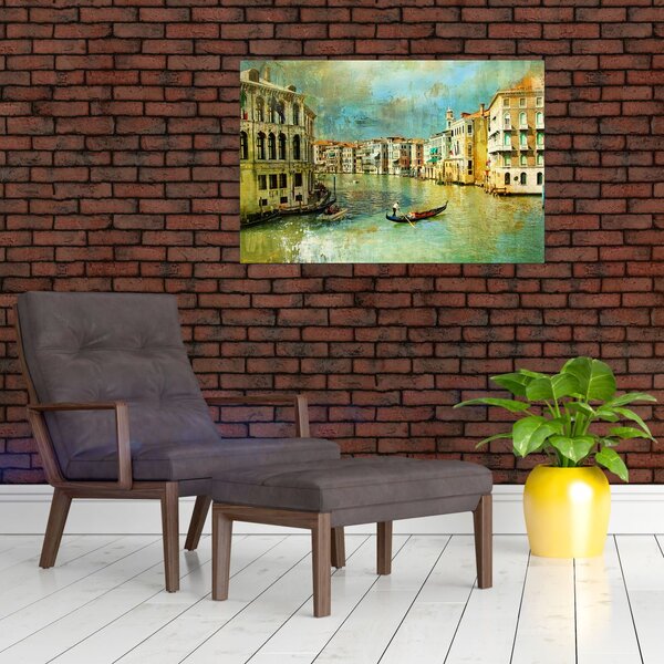 Slika - Beneški kanal in gondole (90x60 cm)