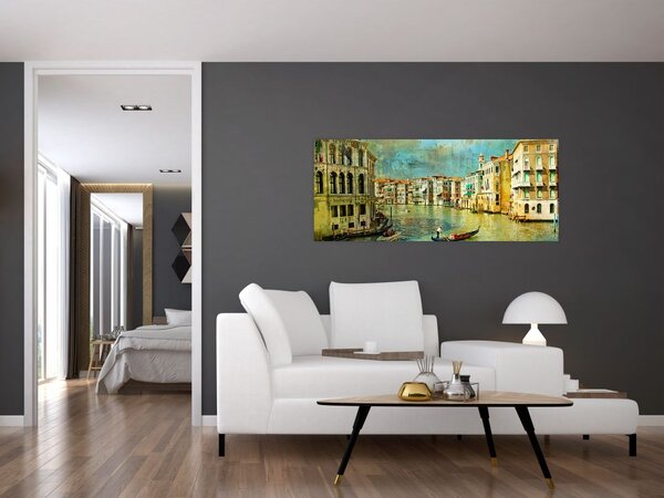Slika - Beneški kanal in gondole (120x50 cm)