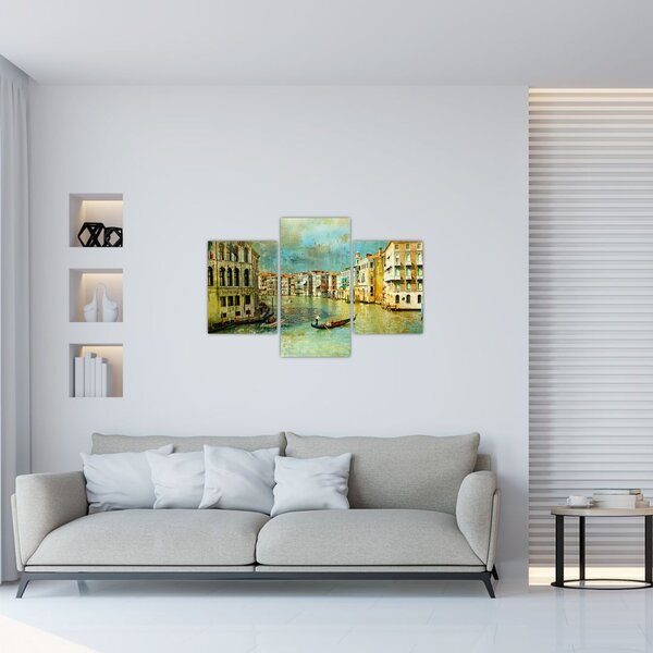 Slika - Beneški kanal in gondole (90x60 cm)