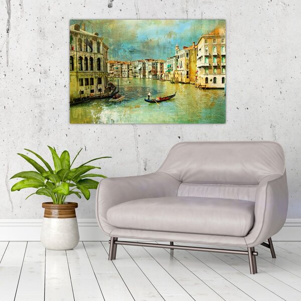 Slika - Beneški kanal in gondole (90x60 cm)
