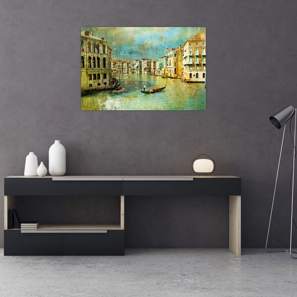 Slika - Beneški kanal in gondole (90x60 cm)