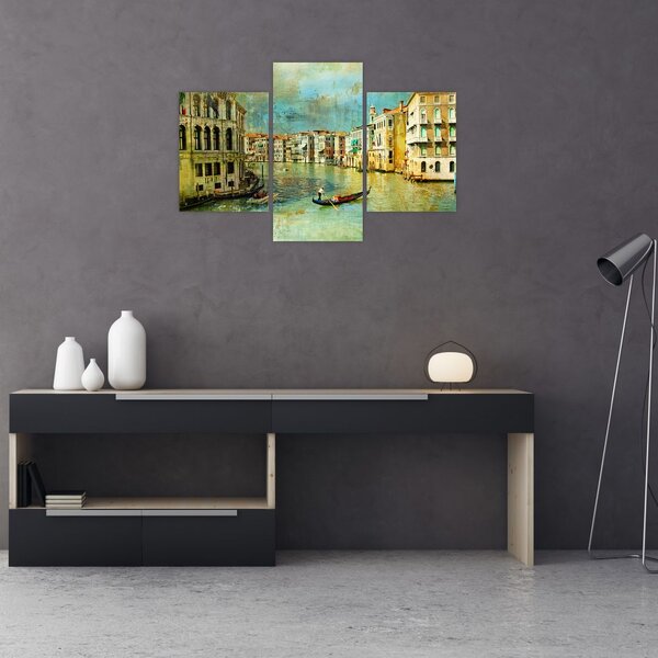 Slika - Beneški kanal in gondole (90x60 cm)