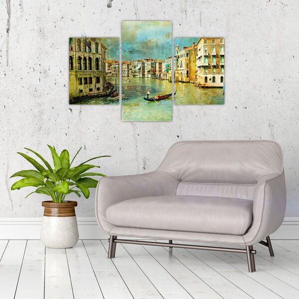 Slika - Beneški kanal in gondole (90x60 cm)