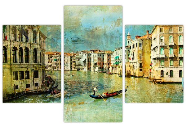 Slika - Beneški kanal in gondole (90x60 cm)