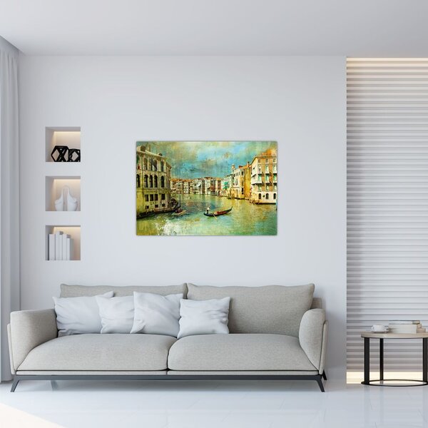 Slika - Beneški kanal in gondole (90x60 cm)