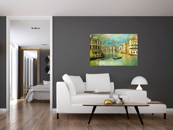 Slika - Beneški kanal in gondole (90x60 cm)