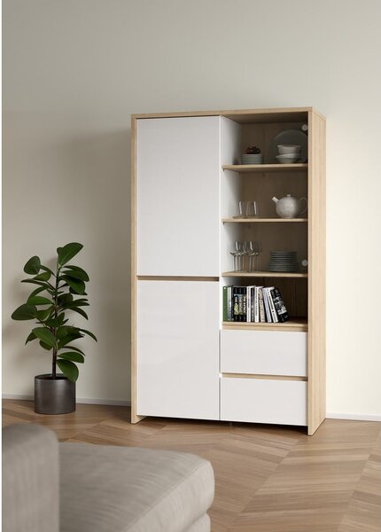 Bijela/u prirodnoj boji vitrina u dekoru hrasta 100x170x48 cm Next – Tvilum