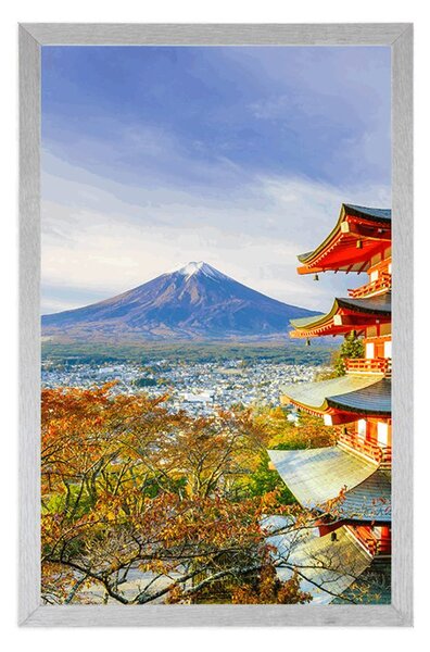 Plakat pogled na Chureito Pagodu i planinu Fuji