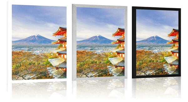 Plakat pogled na Chureito Pagodu i planinu Fuji