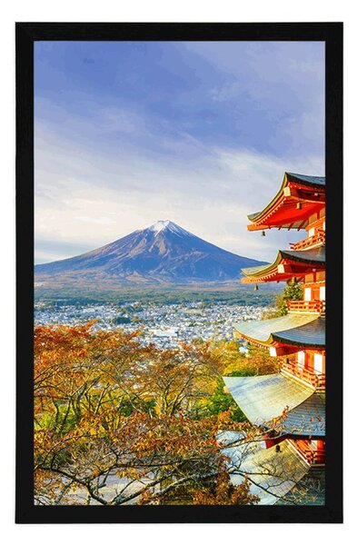 Plakat pogled na Chureito Pagodu i planinu Fuji