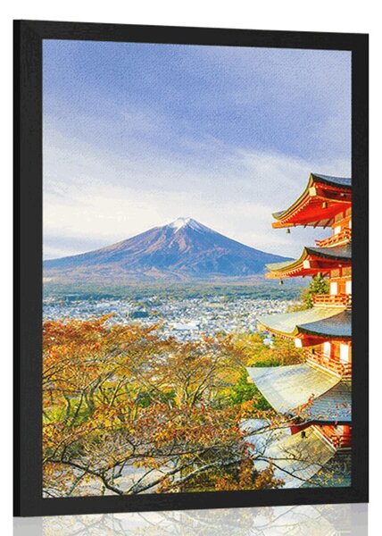Plakat pogled na Chureito Pagodu i planinu Fuji