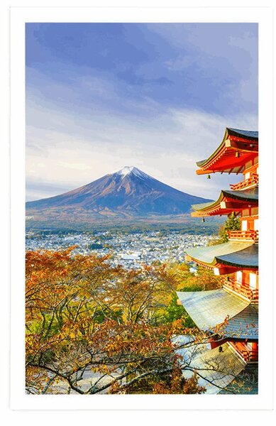 Plakat pogled na Chureito Pagodu i planinu Fuji