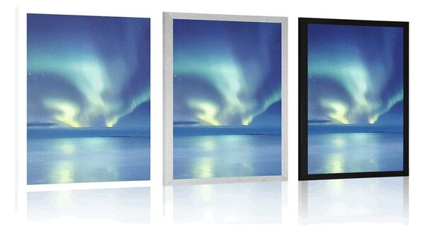 Plakat polarna svjetlost iznad oceana