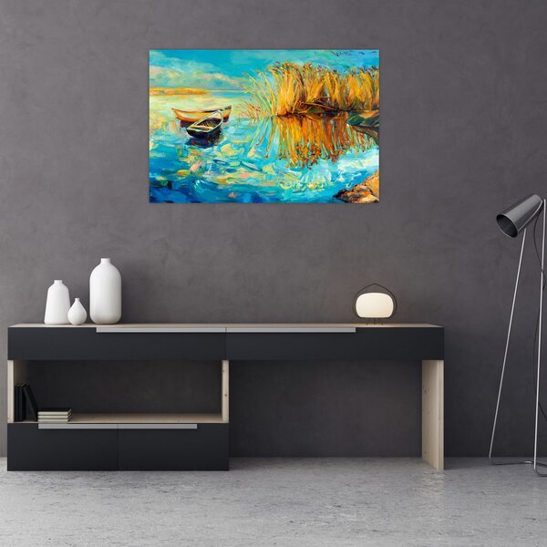 Slika - Jezero s čolni (90x60 cm)