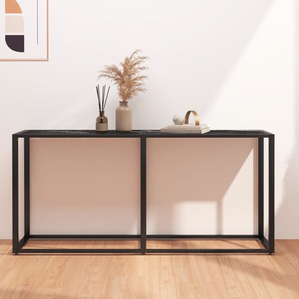 VidaXL Konzolni stol boja crnog mramora 160x35x75,5 cm kaljeno staklo