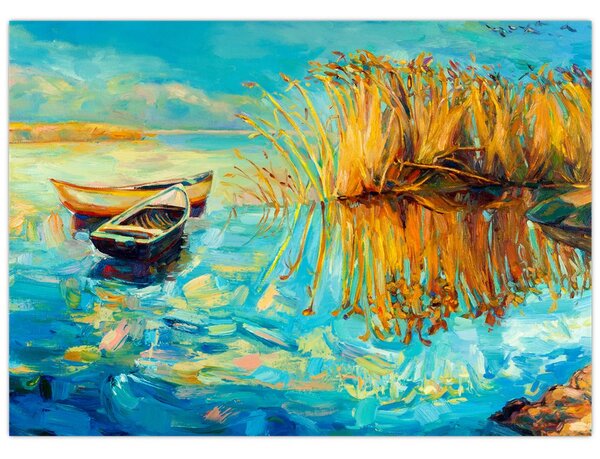Slika - Jezero s čolni (70x50 cm)