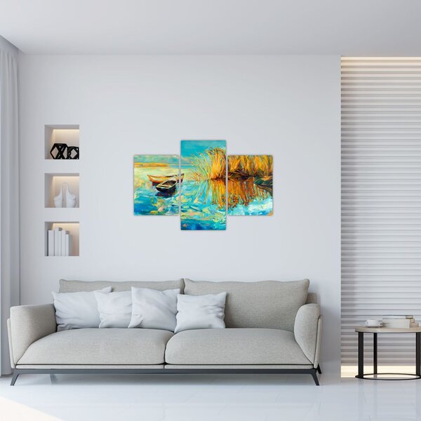 Slika - Jezero s čolni (90x60 cm)