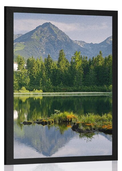 Plakat prekrasna planinska panorama kraj jezera