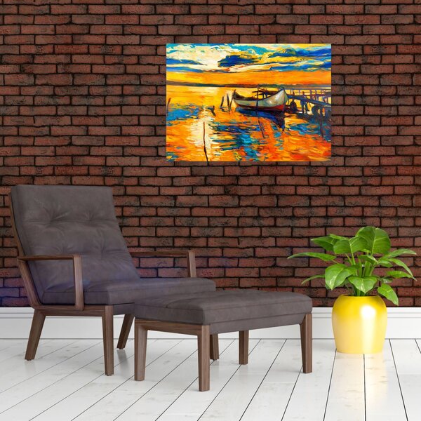 Slika - Čoln ob sončnem zahodu (70x50 cm)
