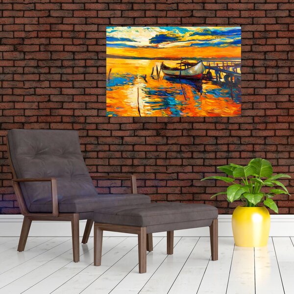 Slika - Čoln ob sončnem zahodu (90x60 cm)