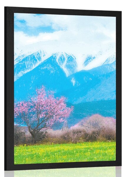 Plakat čarobno stablo usred planina
