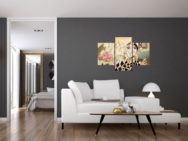 Slika - Kubizem - harlekin in vrtnica (90x60 cm)