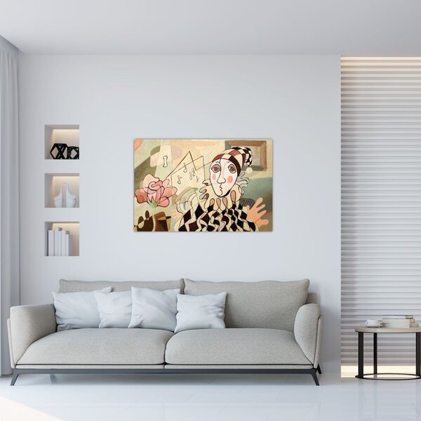 Slika - Kubizem - harlekin in vrtnica (90x60 cm)