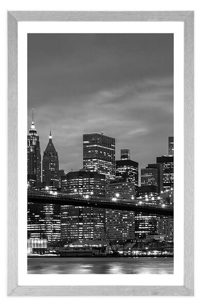 Plakat s paspartuom crno-bijeli most u Brooklynu