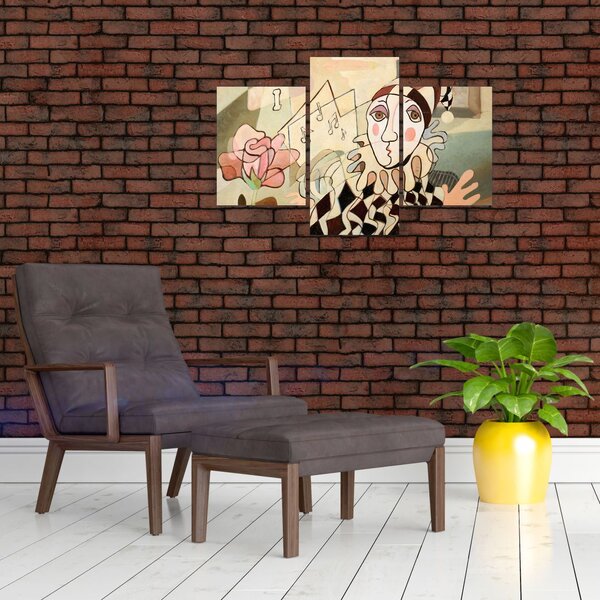 Slika - Kubizem - harlekin in vrtnica (90x60 cm)