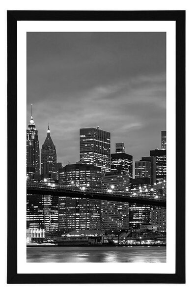 Plakat s paspartuom crno-bijeli most u Brooklynu