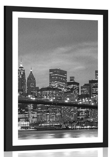 Plakat s paspartuom crno-bijeli most u Brooklynu
