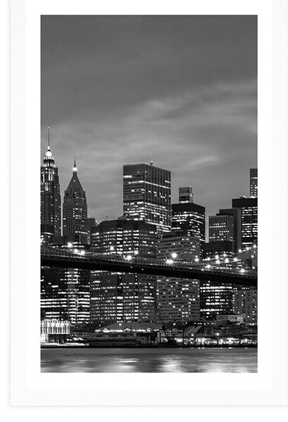 Plakat s paspartuom crno-bijeli most u Brooklynu