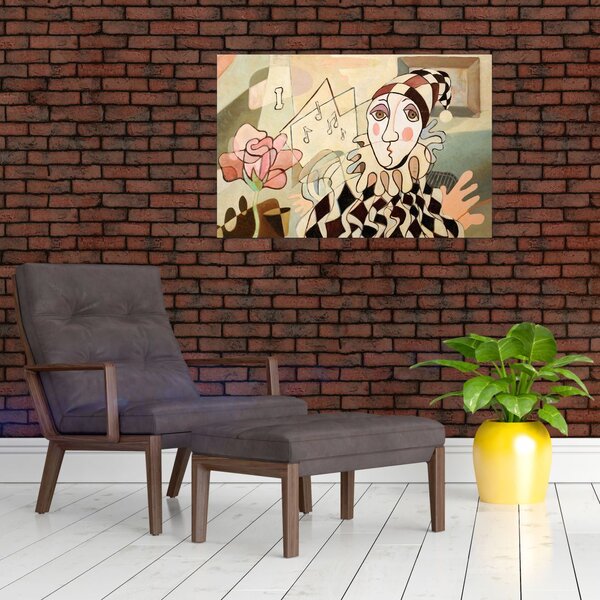 Slika - Kubizem - harlekin in vrtnica (90x60 cm)