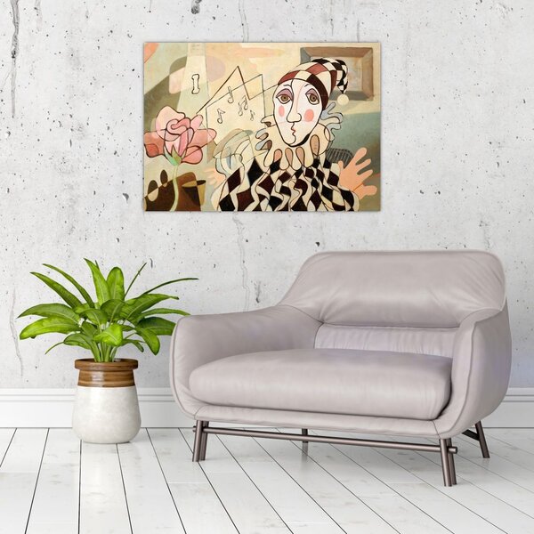 Slika - Kubizem - harlekin in vrtnica (70x50 cm)