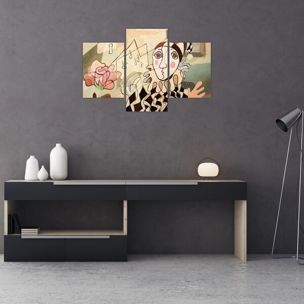 Slika - Kubizem - harlekin in vrtnica (90x60 cm)