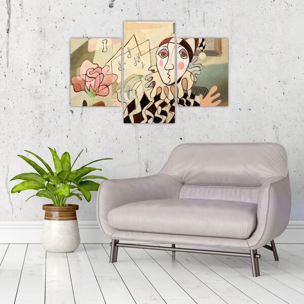 Slika - Kubizem - harlekin in vrtnica (90x60 cm)