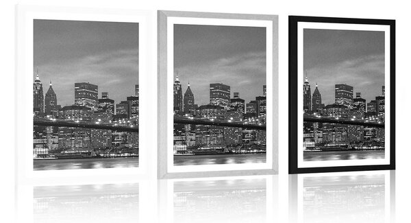 Plakat s paspartuom crno-bijeli most u Brooklynu