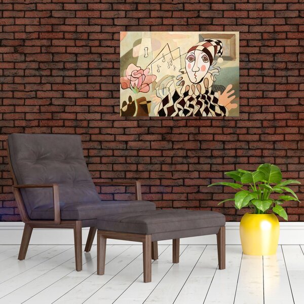 Slika - Kubizem - harlekin in vrtnica (70x50 cm)