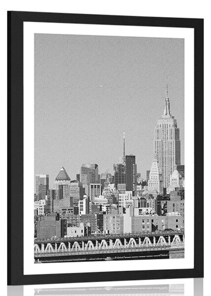 Plakat s paspartuom magični New York u crno-bijelom dizajnu